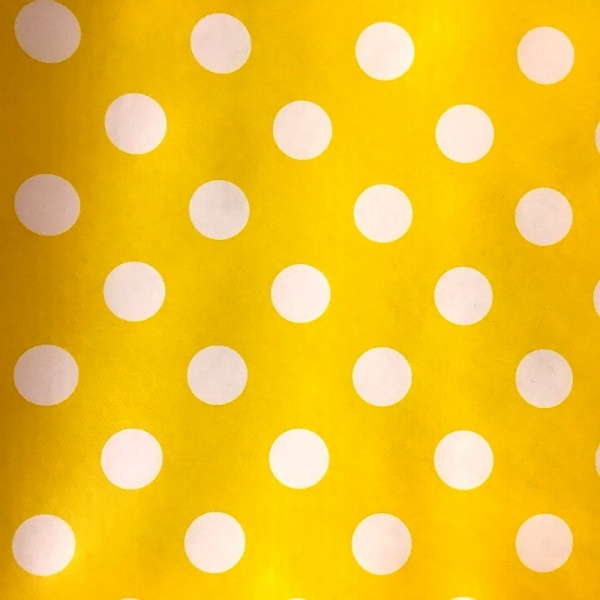 Polka Dot Vinyl White on Yellow 17mm